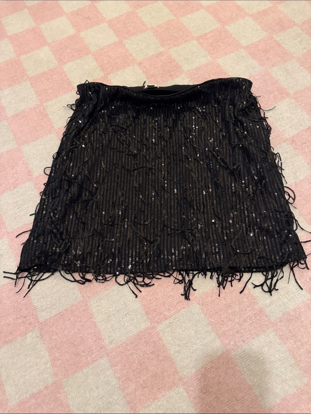 a new day Black Sequin Fringe Mini Skirt